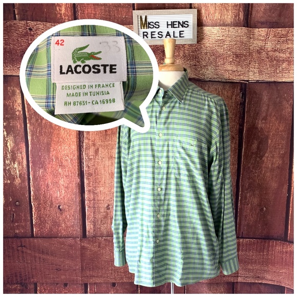 Lacoste Other - FINAL $ MENS LACOSTE GREEN/BLUE PLAID BUTTON UP